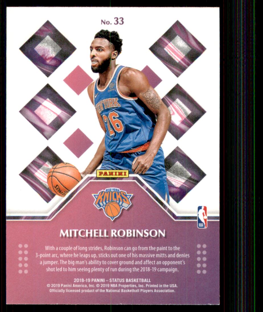 2018-19 Panini Status Rookie Credentials Aqua #33 Mitchell Robinson