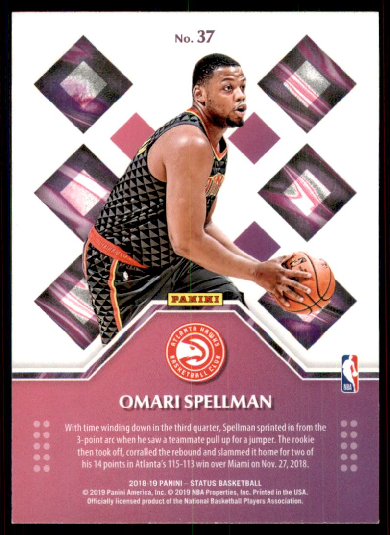 2018-19 Panini Status Rookie Credentials Aqua #37 Omari Spellman