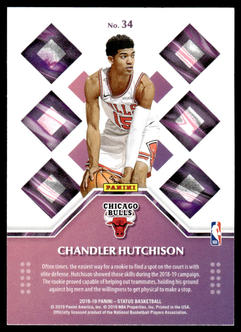 2018-19 Panini Status Rookie Credentials Orange #34 Chandler Hutchison