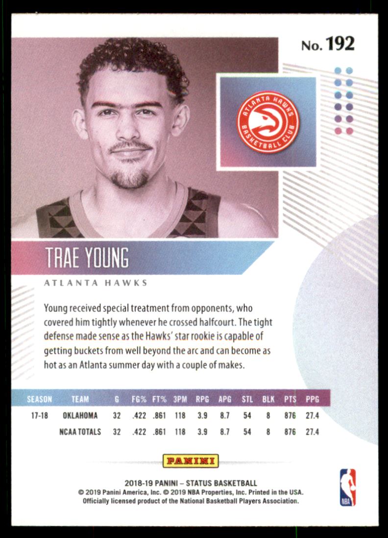 2018-19 Panini Status Red #192 Trae Young