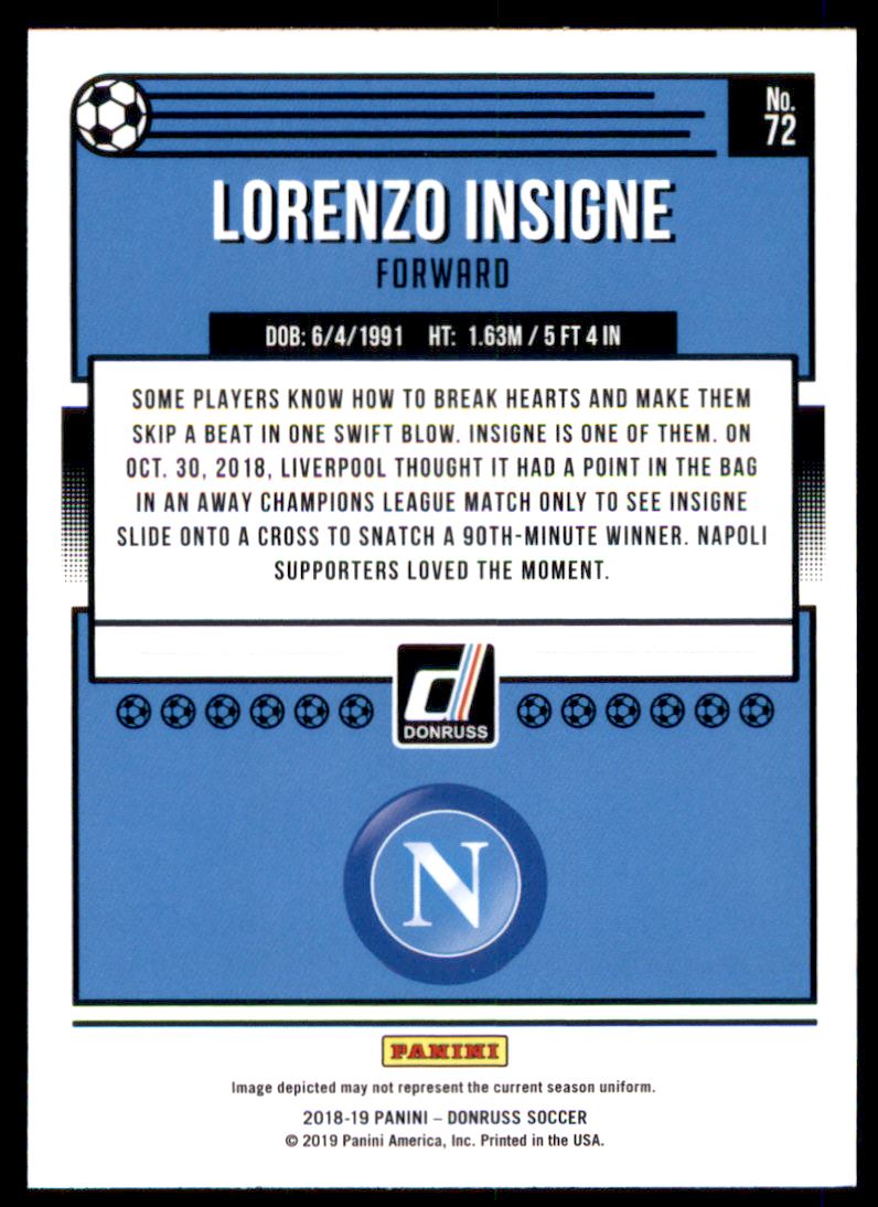 2018-19 Donruss Press Proof Silver #72 Lorenzo Insigne