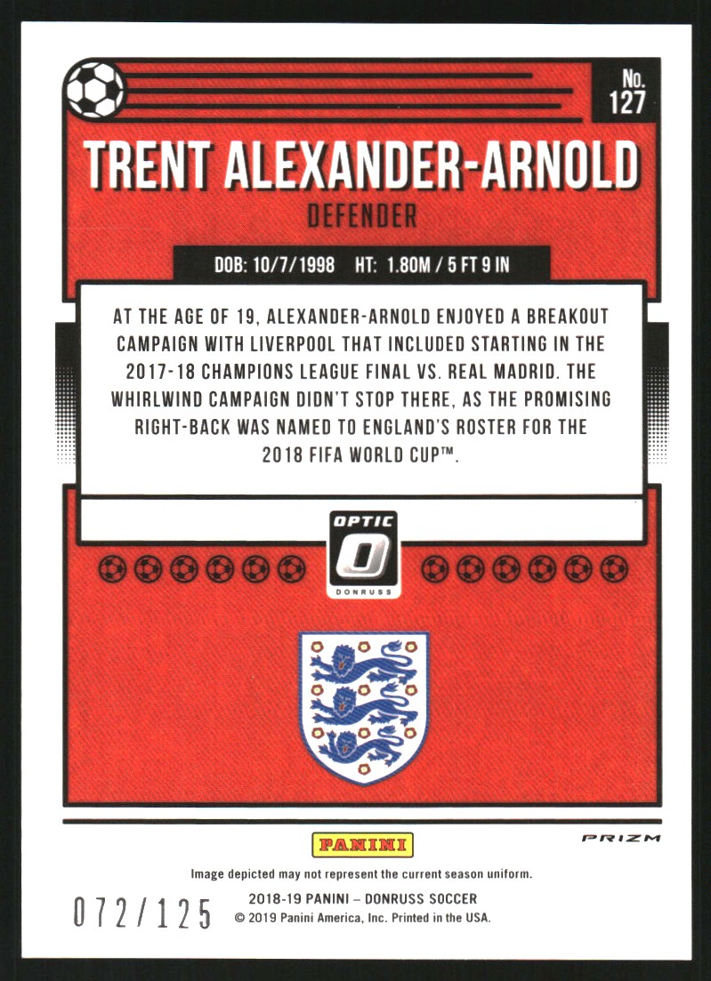 2018-19 Donruss Optic Purple Velocity #127 Trent Alexander-Arnold