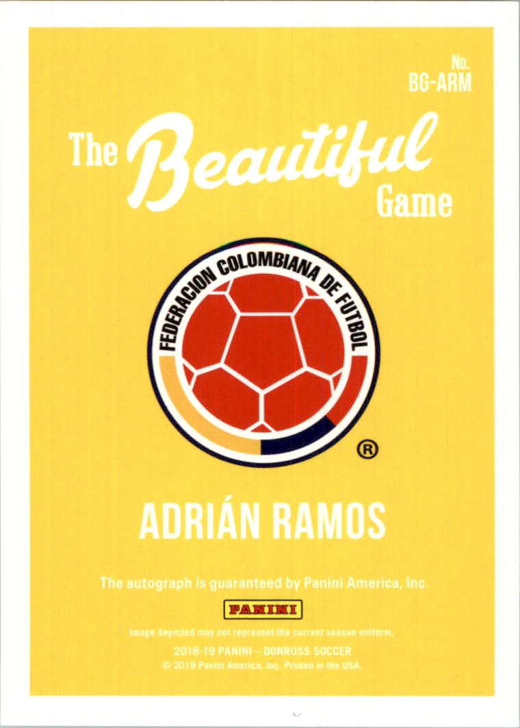 2018-19 Donruss The Beautiful Game Autographs #10 Adrian Ramos back image