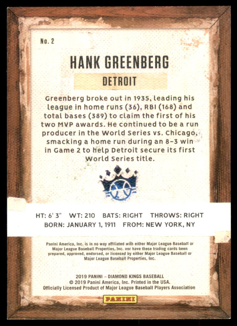 2019 Diamond Kings Artist Proof Blue #2 Hank Greenberg