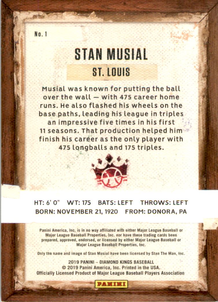 2019 Diamond Kings Red Frame #1 Stan Musial