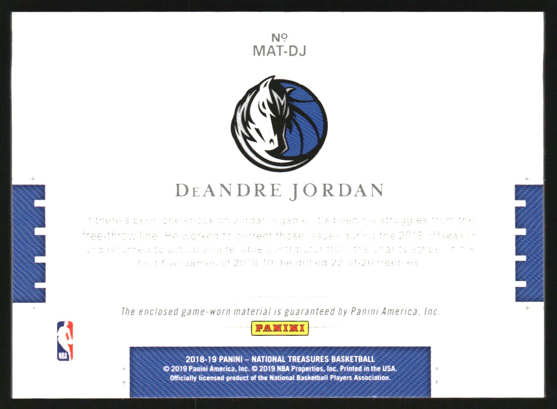 2018-19 Panini National Treasures Material Treasures #13 DeAndre Jordan/99