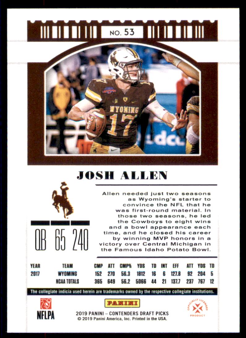 : 2019 Panini Contenders #3 Josh Allen Buffalo Bills