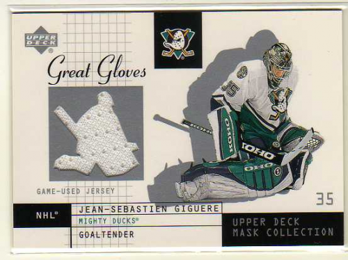 2002-03 UD Mask Collection Great Gloves #GGJG Jean-Sebastien Giguere