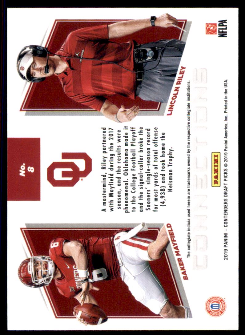 2019 Panini Contenders Draft Picks Collegiate Connections #8 Baker Mayfield/Lincoln Riley