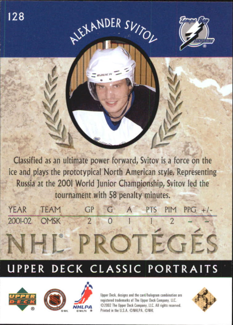 2002-03 Upper Deck Classic Portraits #128 Alexander Svitov RC back image
