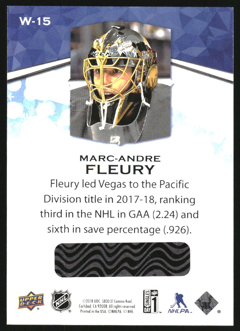 2018 Upper Deck Singles Day Winter #W15 Marc-Andre Fleury