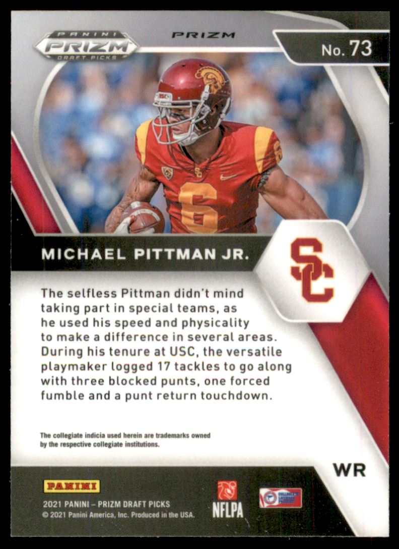 2021 Panini Prizm Draft Picks Prizms Purple Wave #73 Michael Pittman Jr.