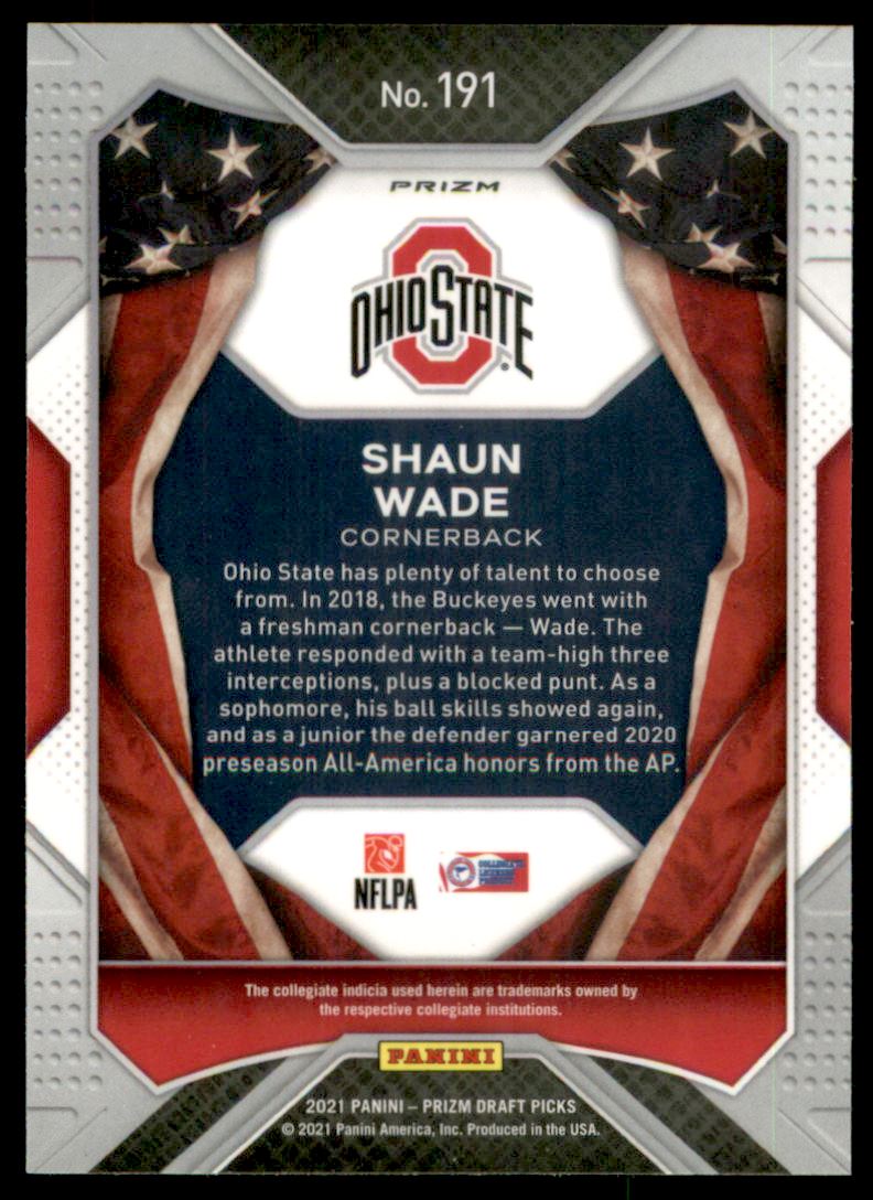 2021 Panini Prizm Draft Picks Prizms Red White and Blue #191 Shaun Wade AA