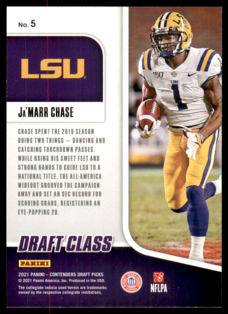 2021 Panini Contenders Draft Picks Front Row Seats Ja'Marr Chase RC #5 LSU