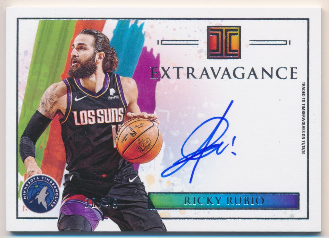 2020-21 Panini Impeccable Extravagance Autographs #16 Ricky Rubio /49