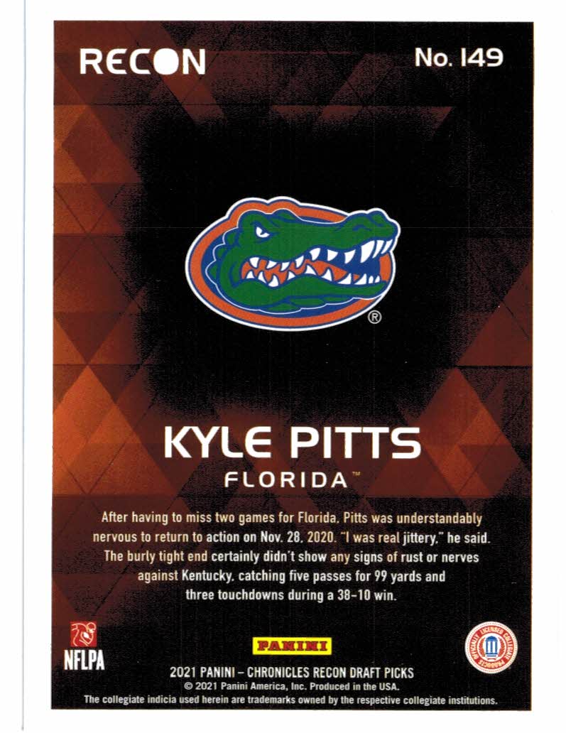 2021 Panini Chronicles Draft Picks Recon Orange #149 Kyle Pitts back image