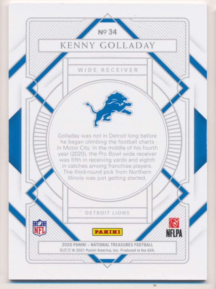 2020 Panini National Treasures Purple #34 Kenny Golladay