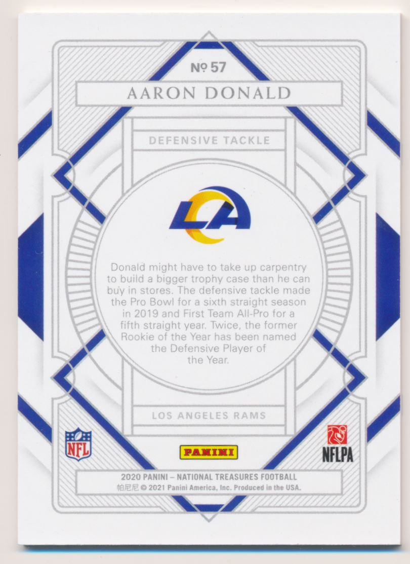 2020 Panini National Treasures Purple #57 Aaron Donald