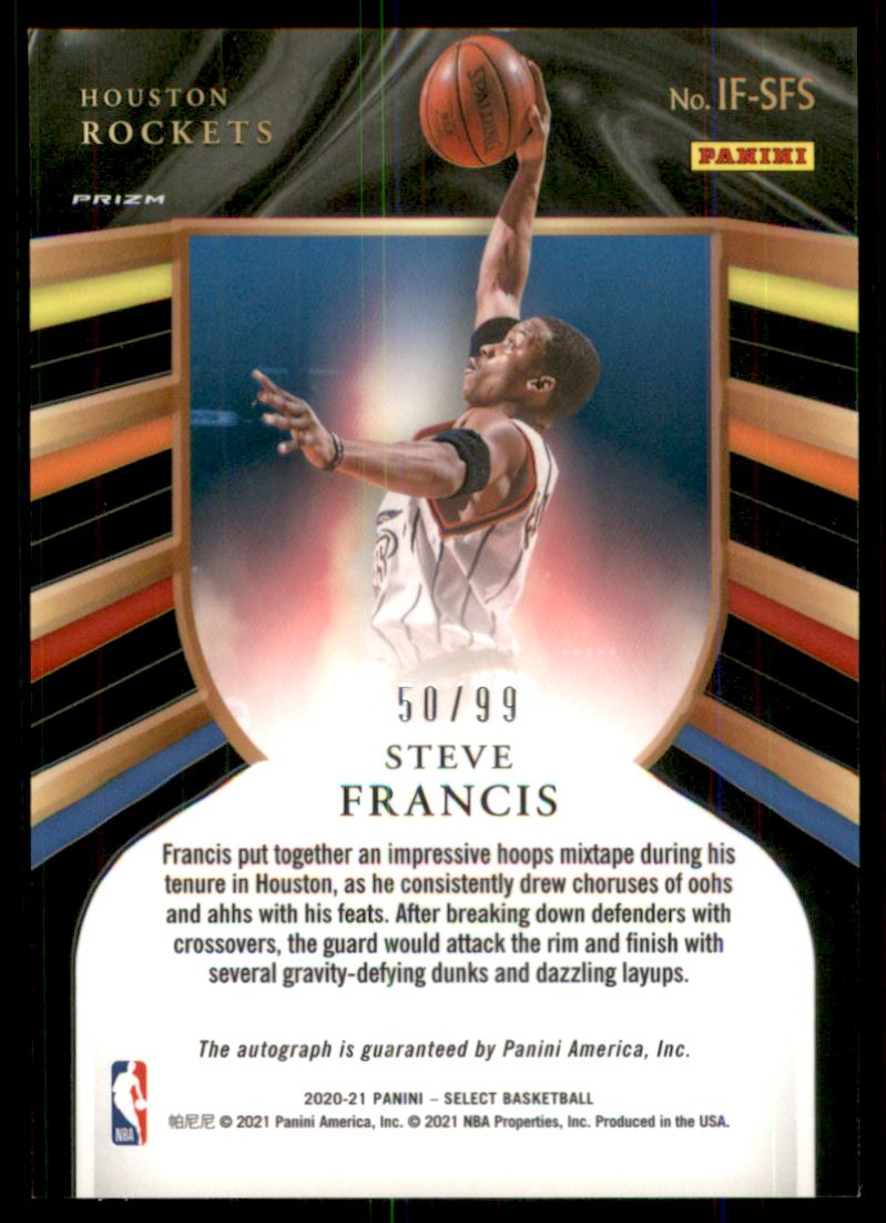 2020-21 Select In Flight Signatures Prizms Neon Green #9 Steve Francis/99