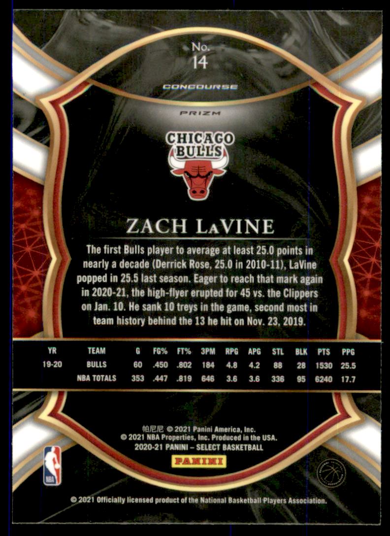 2020-21 Select Prizms Scope #14 Zach LaVine back image