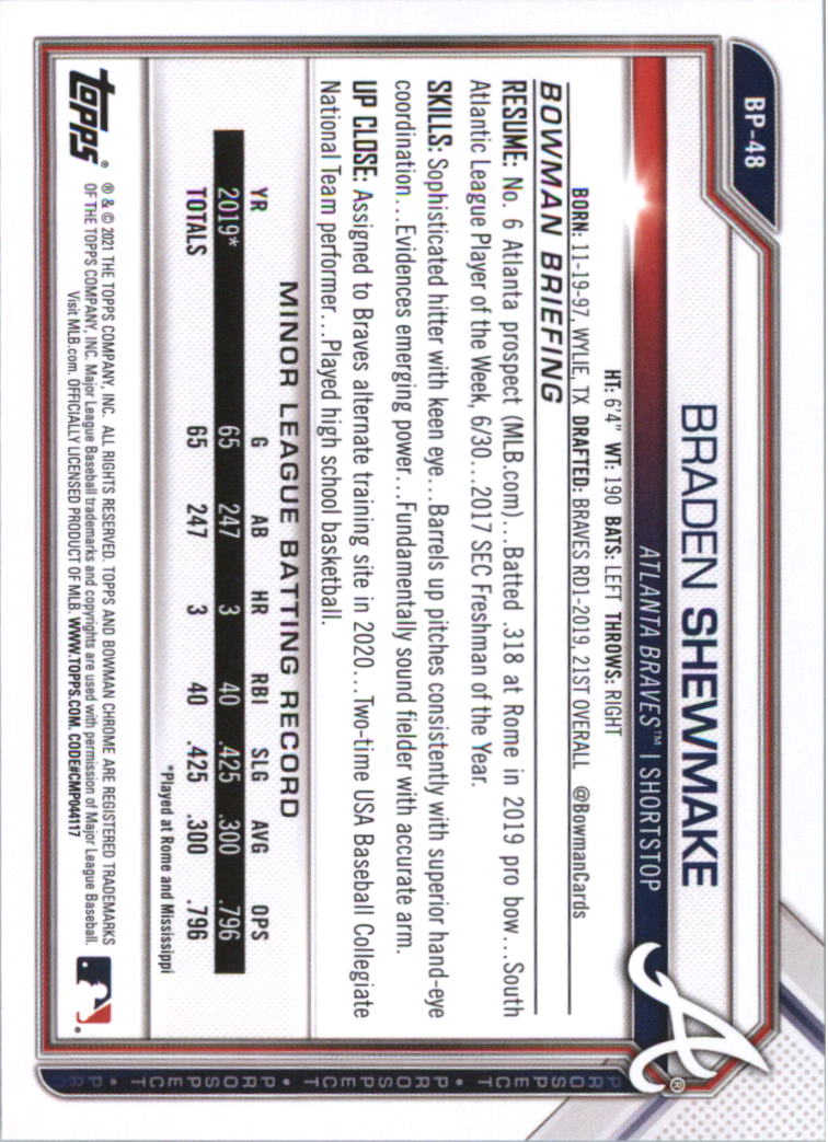 2021 Bowman Prospects Baseball Card Pick (Base) - Bild 97 von 299