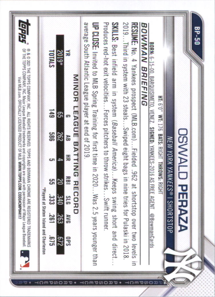 2021 Bowman Prospects Baseball Card Pick (Base) - Bild 101 von 299