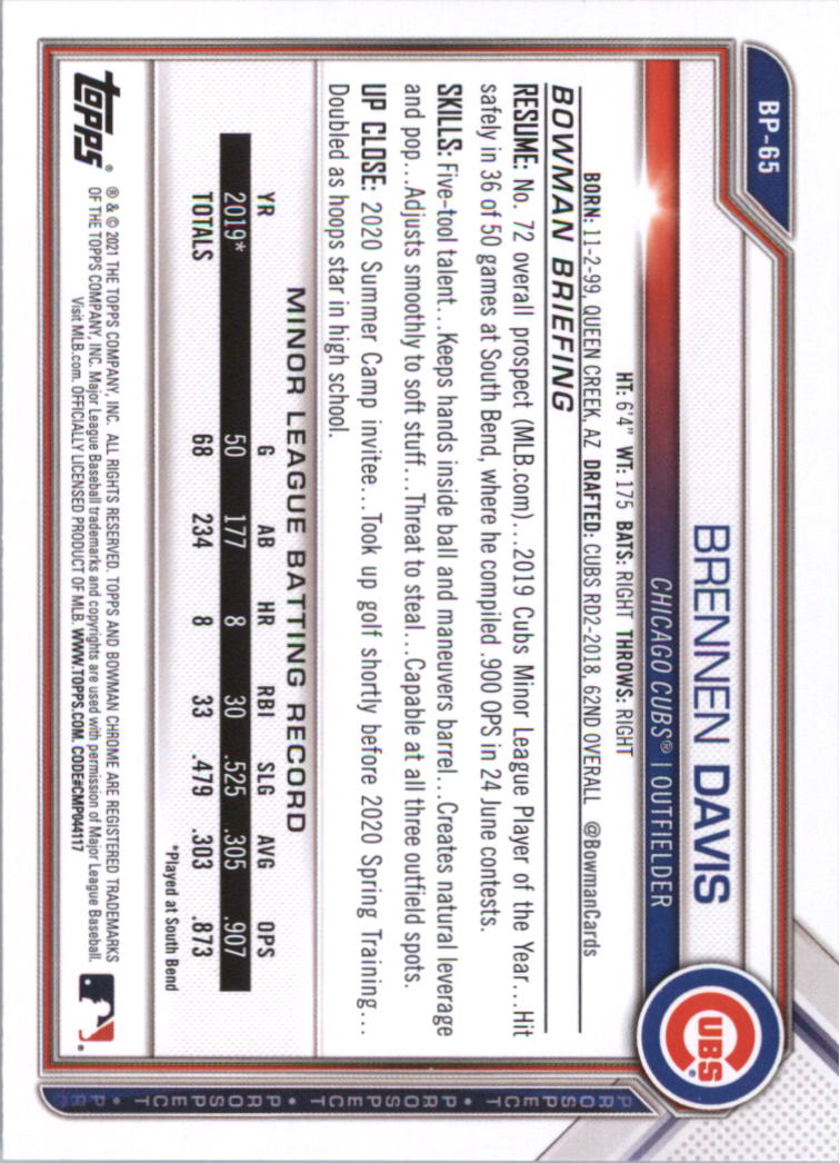 2021 Bowman Prospects Baseball Card Pick (Base) - Bild 131 von 299