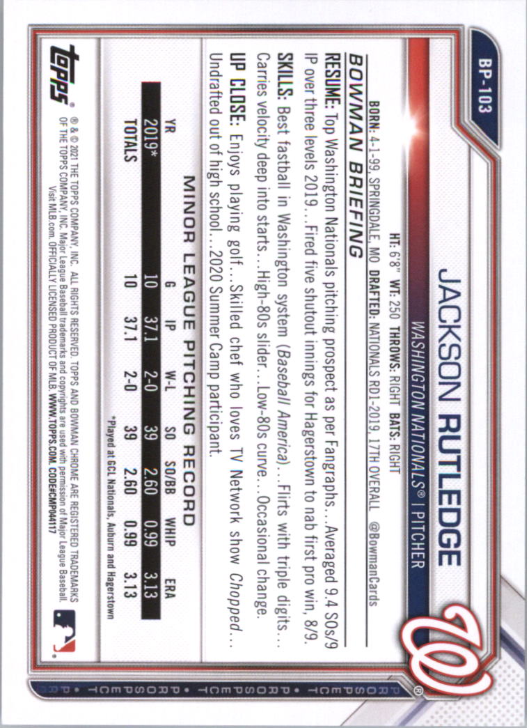2021 Bowman Prospects Baseball Card Pick (Base) - Bild 207 von 299
