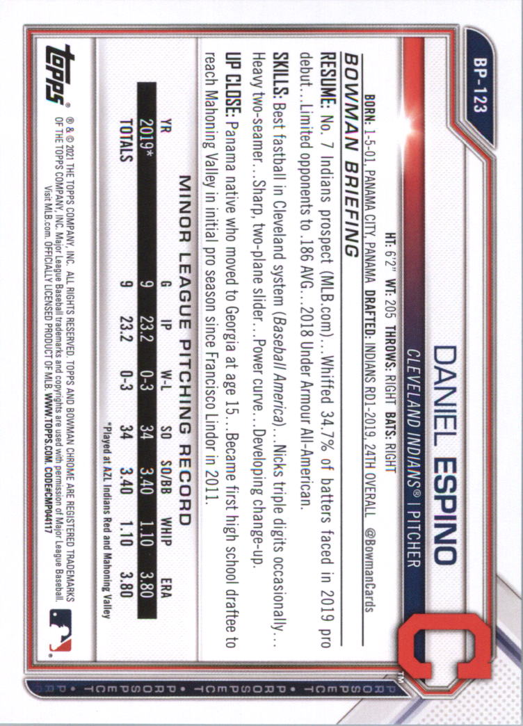 2021 Bowman Prospects Baseball Card Pick (Base) - Bild 247 von 299