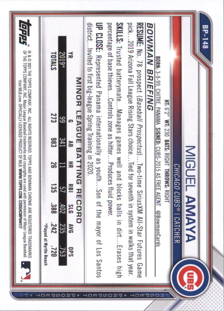 2021 Bowman Prospects Baseball Card Pick (Base) - Bild 295 von 299