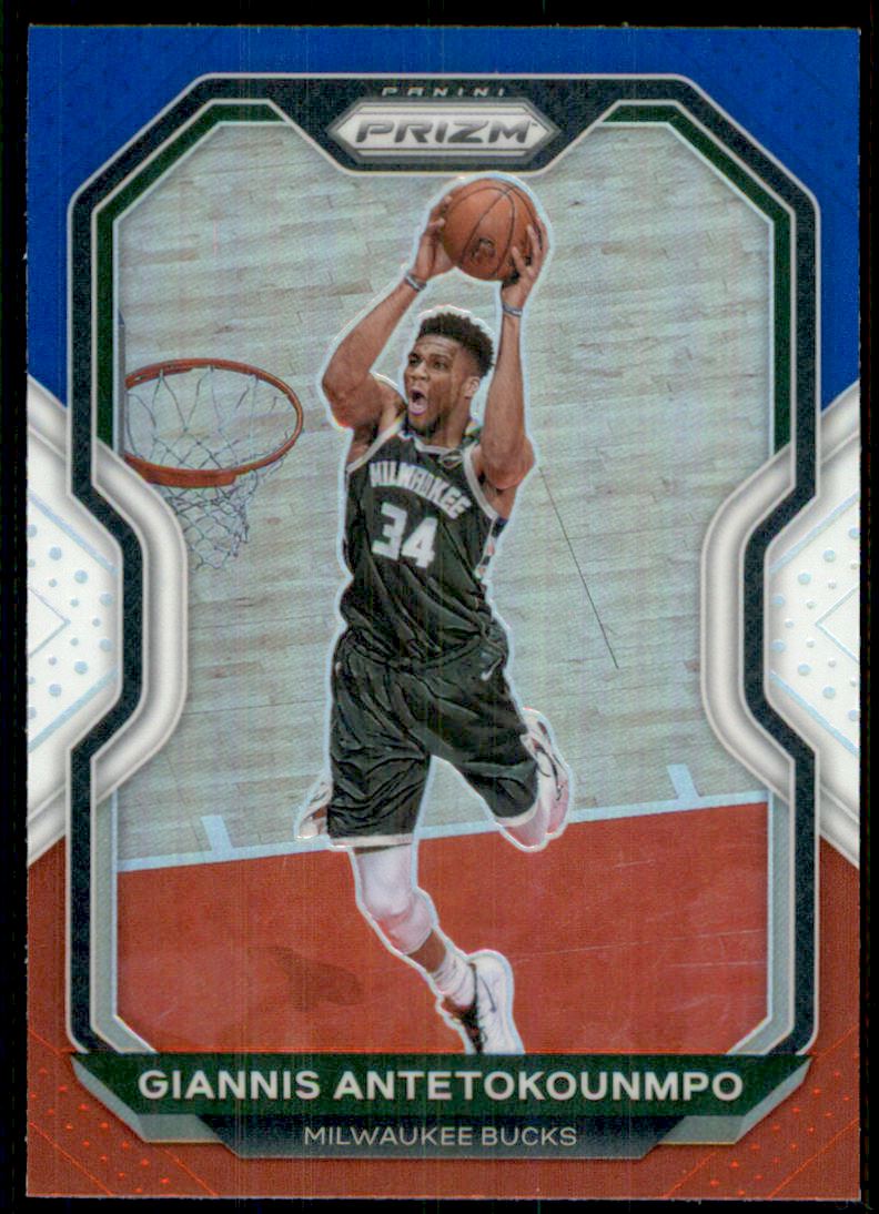 2020-21 Panini Prizm Prizms Red White and Blue #111 Giannis Antetokounmpo