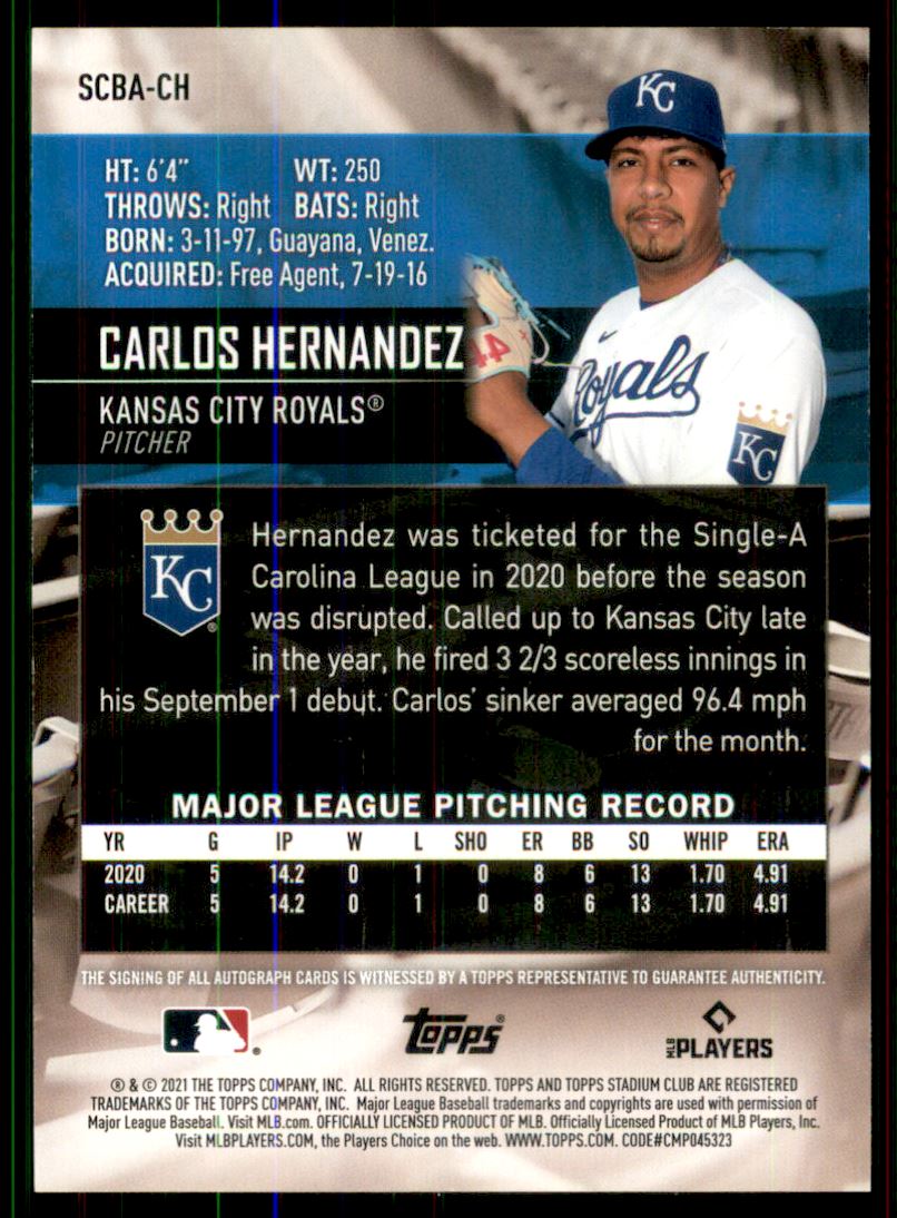 2021 Stadium Club Autographs #SCBACH Carlos Hernandez