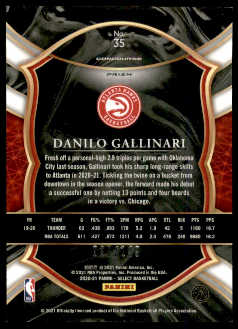 2020-21 Select Prizms White #35 Danilo Gallinari back image