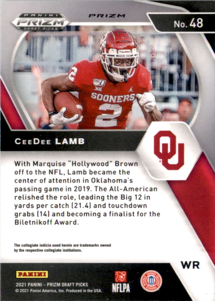 2021 Panini Prizm Draft Picks Prizms Gold Ice #48 CeeDee Lamb