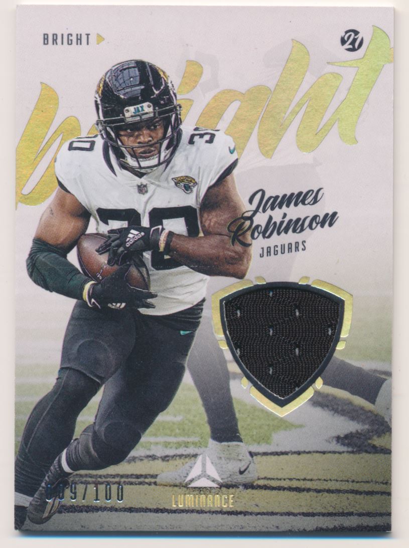 2021 Panini Luminance Bright Beginnings Jerseys Gold #11 James Robinson