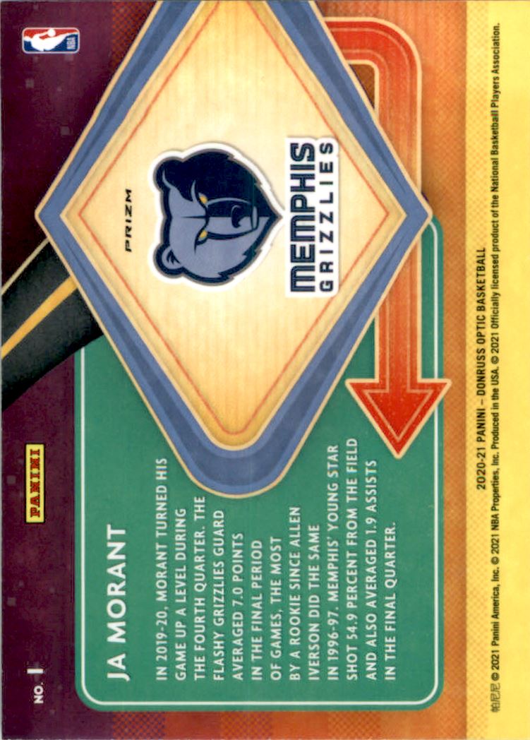 2020-21 Donruss Optic Express Lane Purple #1 Ja Morant