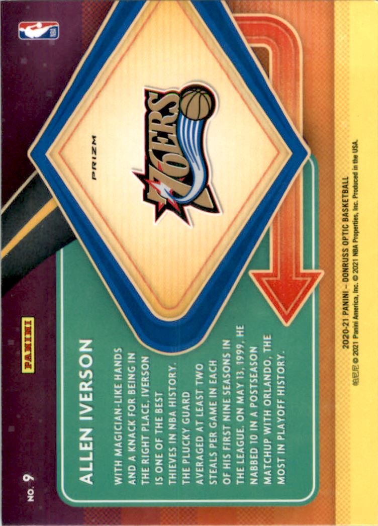 2020-21 Donruss Optic Express Lane Purple #9 Allen Iverson