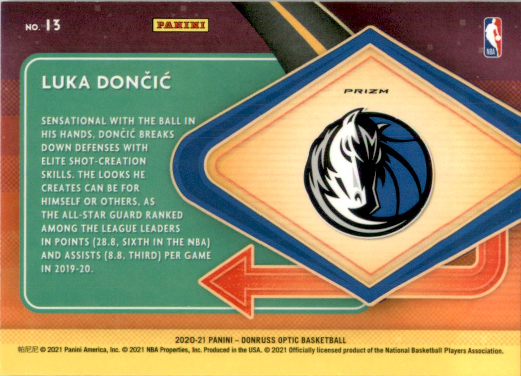2020-21 Donruss Optic Express Lane Purple #13 Luka Doncic
