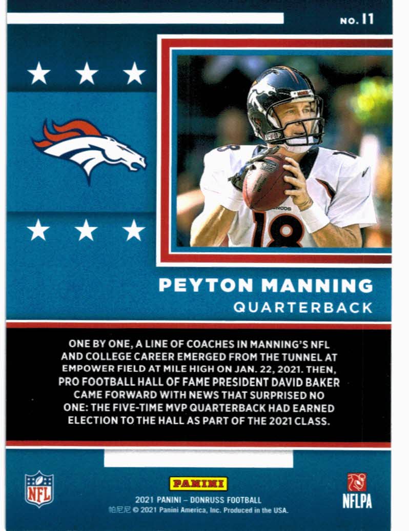 2021 Panini NFL Donruss Peyton Manning hotsell Inducted