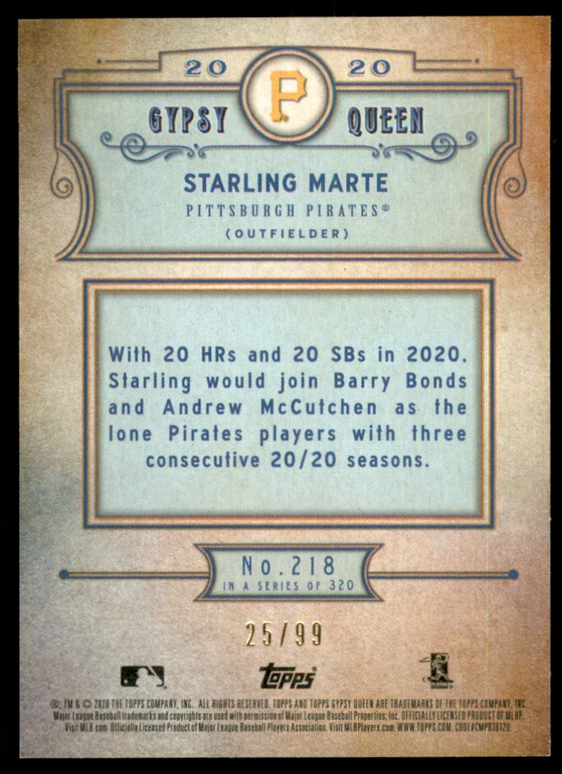 2020 Topps Gypsy Queen Chrome Box Toppers Blue Refractors #218 Starling Marte