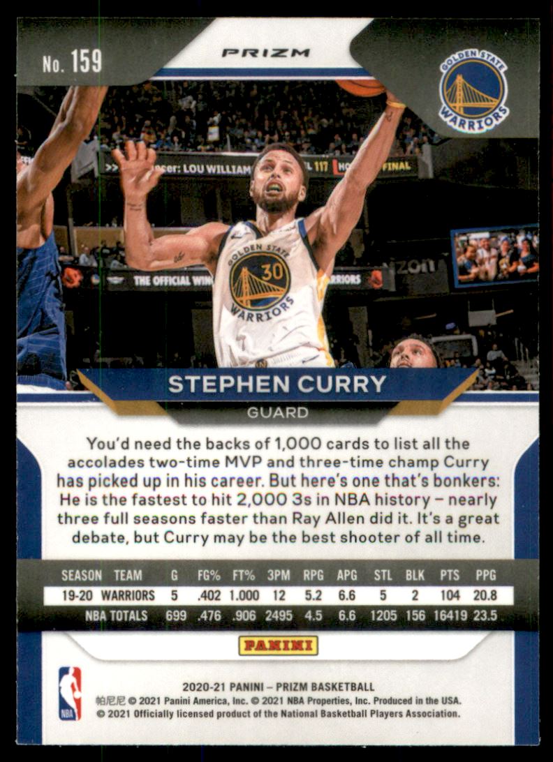 2020-21 Panini Prizm Prizms Hyper #159 Stephen Curry