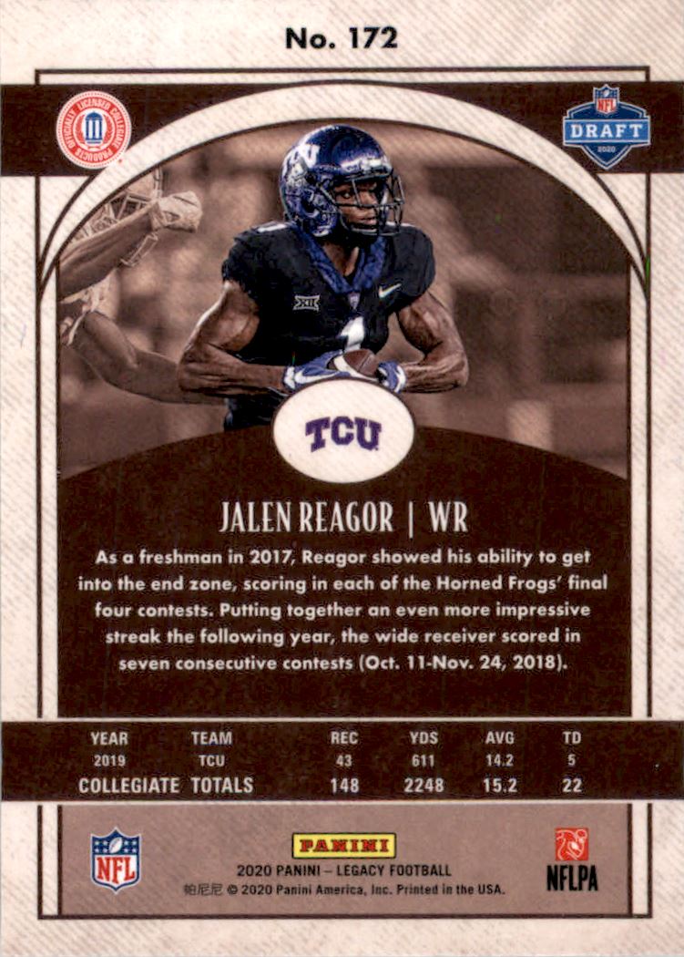 2020 Panini Legacy Premium Edition Silver #172 Jalen Reagor