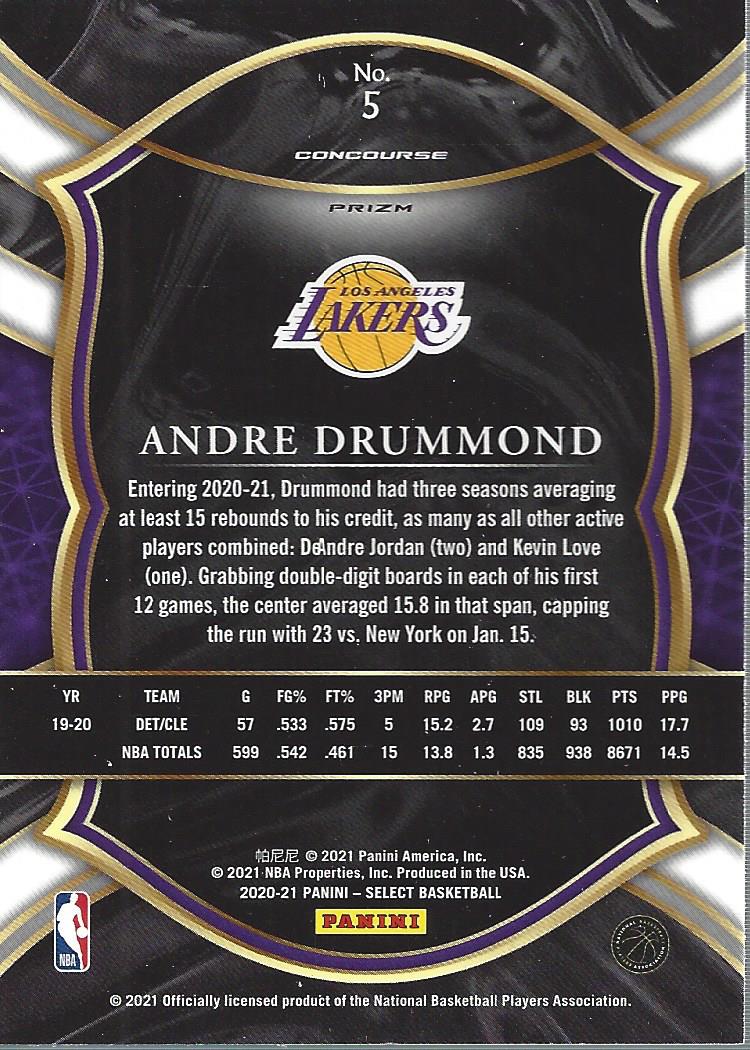2020-21 Select Prizms Silver #5 Andre Drummond back image