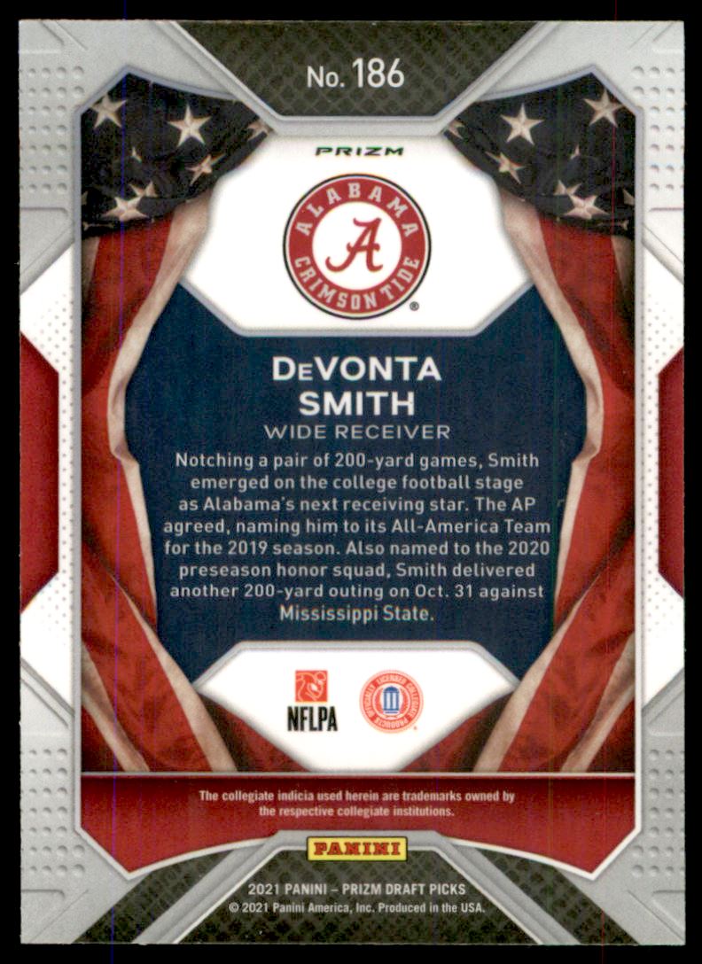 2021 Panini Prizm Draft Picks Prizms Gold Ice #186 DeVonta Smith AA