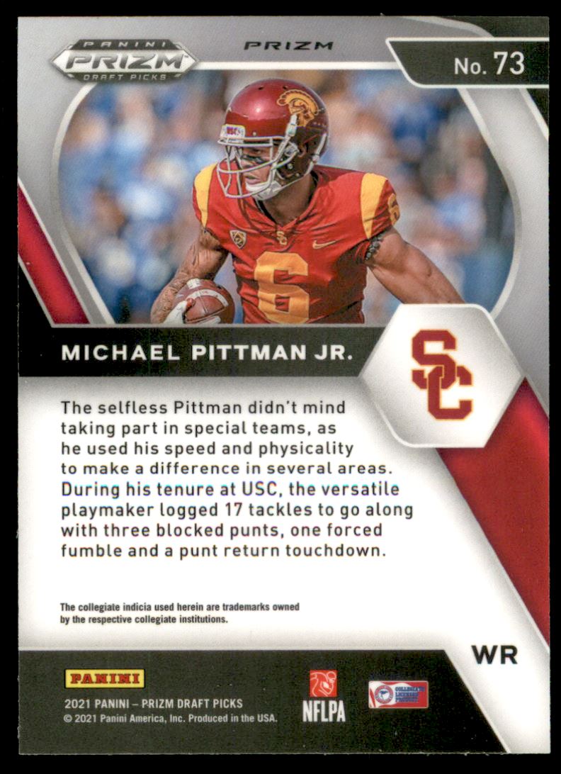 2021 Panini Prizm Draft Picks Prizms Green Wave #73 Michael Pittman Jr.