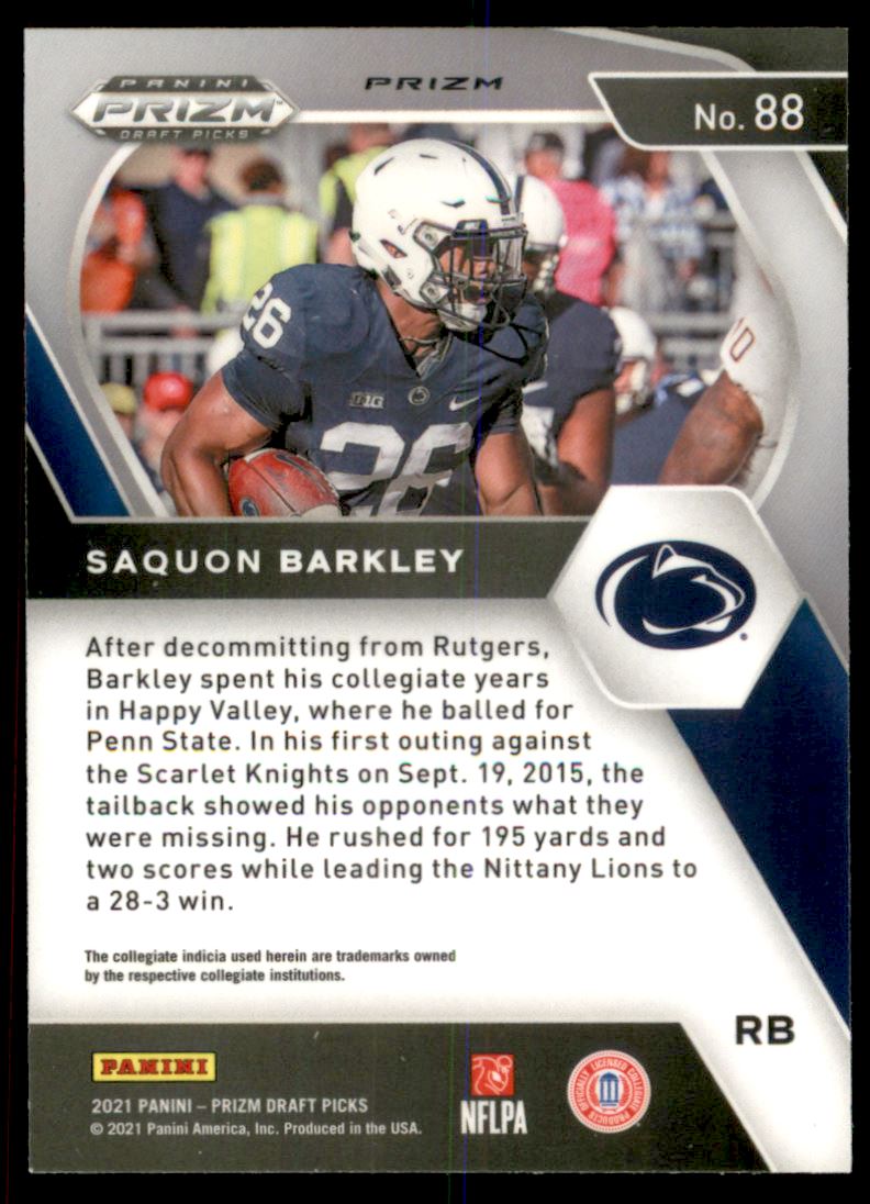 2021 Panini Prizm Draft Picks Prizms Purple Wave #88 Saquon Barkley