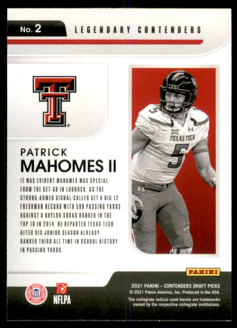 2021 Panini Contenders Draft Picks Legendary Contenders #2 Patrick Mahomes II