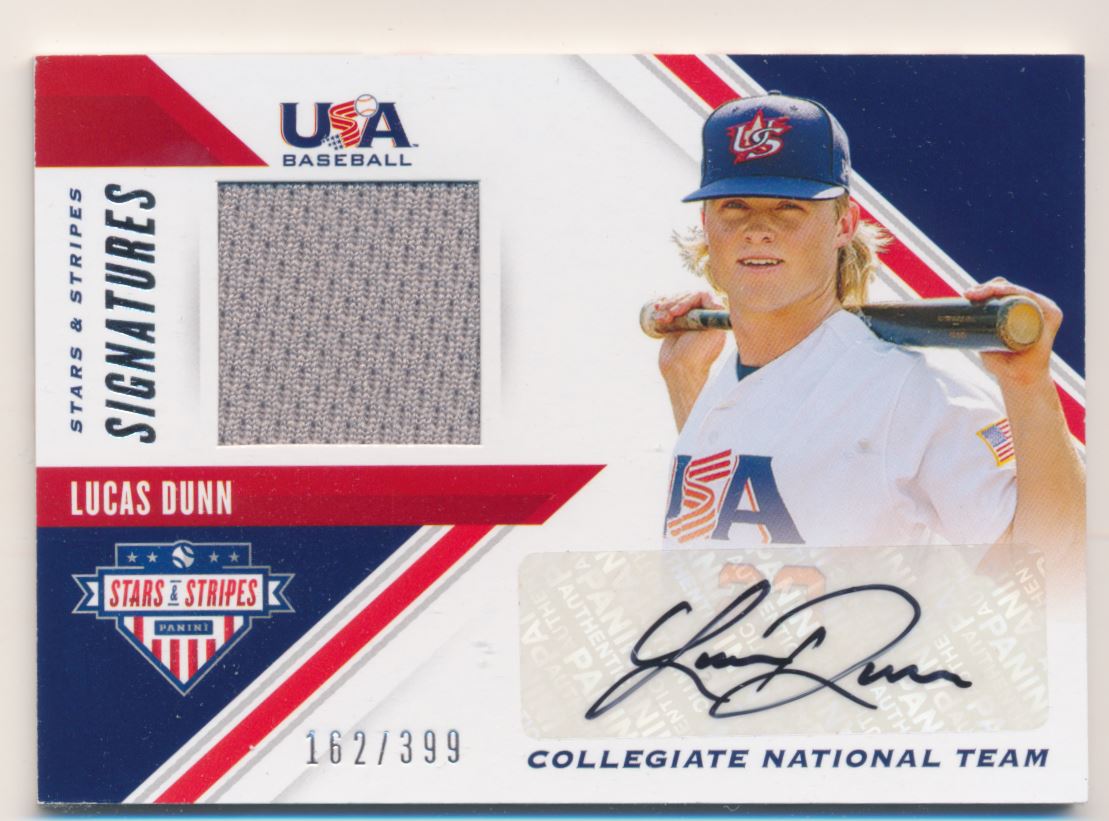 2020 USA Baseball Stars and Stripes Material Signatures #33 Lucas Dunn/399
