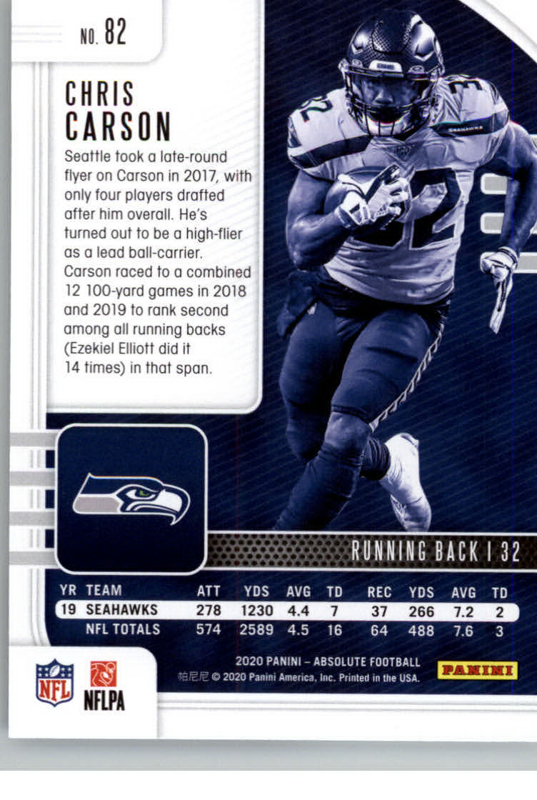 2020 Absolute #82 Chris Carson back image