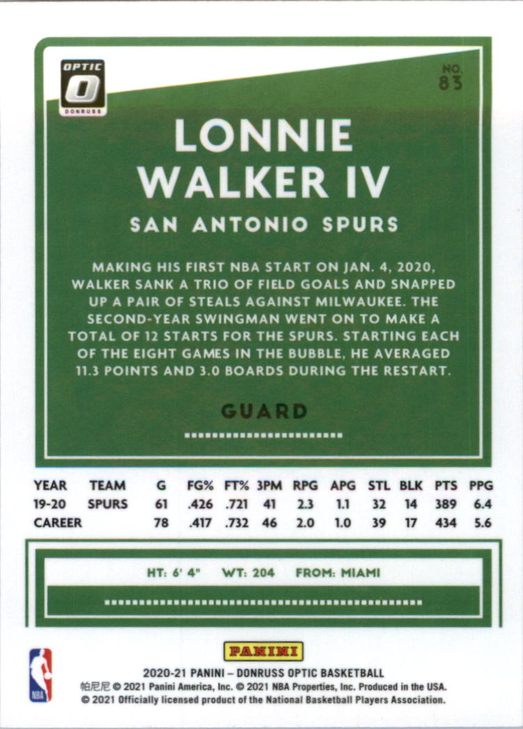 2020-21 Donruss Optic Basketball Card Pick (Base) - Bild 167 von 401